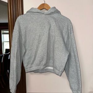Zara Light Gray Cropped Crewneck Hoodie